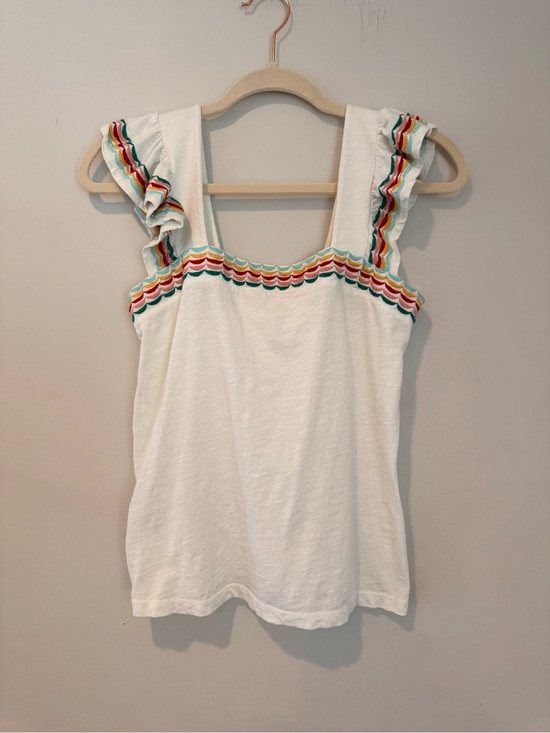 St. John's Bay Tops - Boho Embroidered Ruffle Sleeve Top white Girlhoodcore petite small